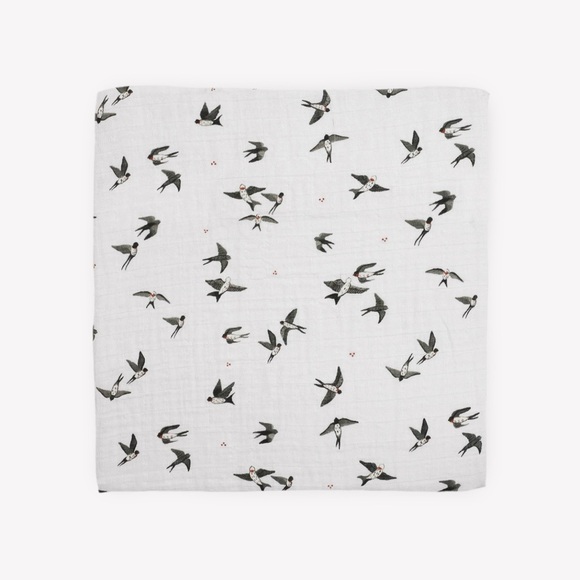 Little Unicorns Organic Cotton Muslin Swaddle Blanket - Swallows - Picture 1 of 13